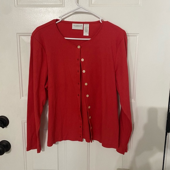 Liz Clalborne LIZSPORT PETITE womens petite large red cardigan NWT - Picture 1 of 4